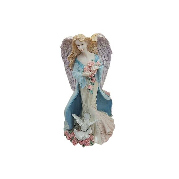 VTG Resin Angel Taper Candle Holder 7" Hand Painted Religious Christianity - Picture 1 of 12